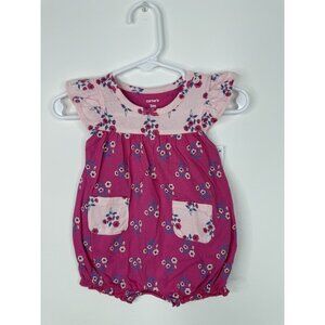 NWT Carter's Baby Floral Jersey Cotton Romper with Front Pockets - 3 Months